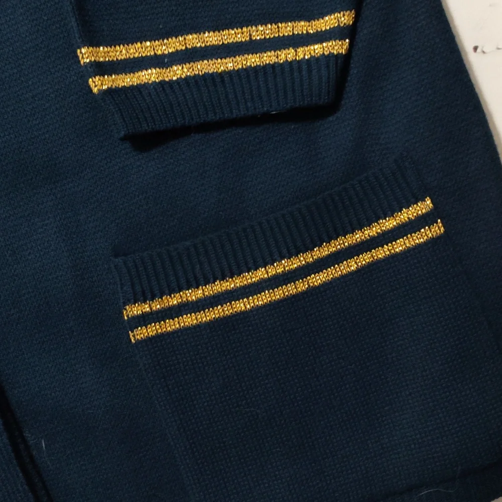 Bay Point threads Vintage Navy Cardigan With Gold Anchor Embroidery Size medium - Picture 4 of 5